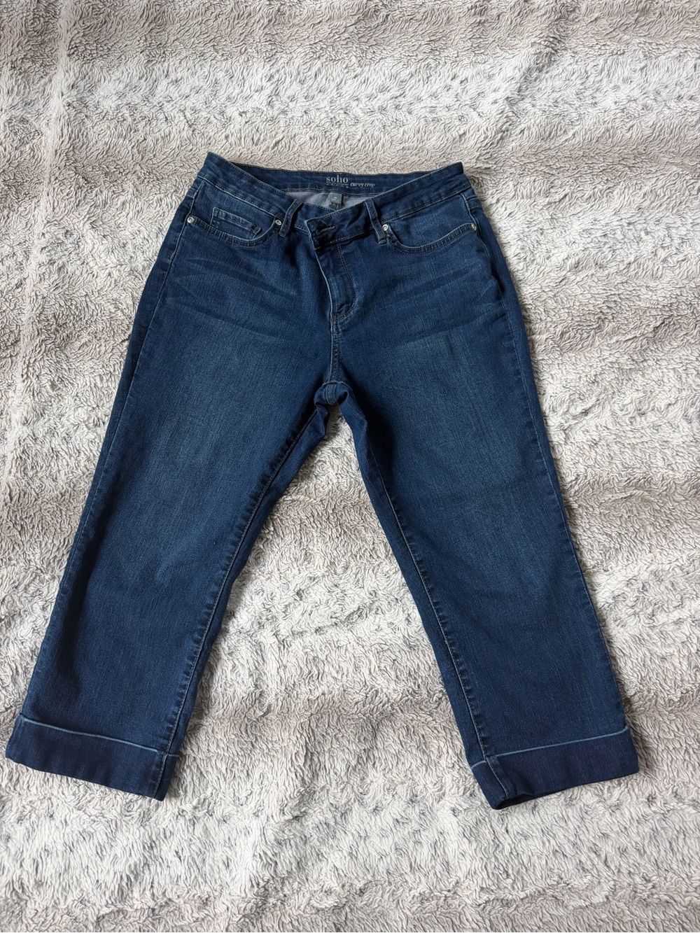 New York & Company Dark Blue Cropped Straight-Leg Jeans